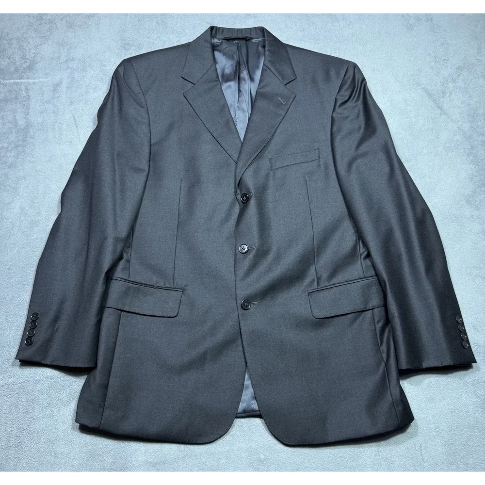 Jos A Bank Signature Gold Blazer Mens 43R 100% Wool Mitchel Black Sports Coat
